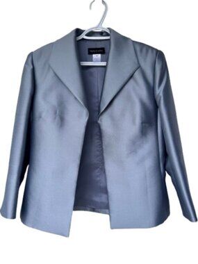 Frascara cropped open front blazer silver women's size 8